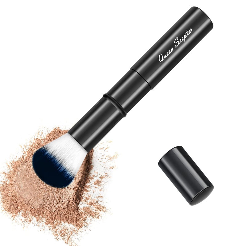 Queen Scepter Retractable Kabuki Makeup Brush, Travel Face Blush Brush, Portable Powder Brush with cap for Foundation, Color, Highlight, Contour, Blush, Flawless, Powder Cosmetics - Image 4